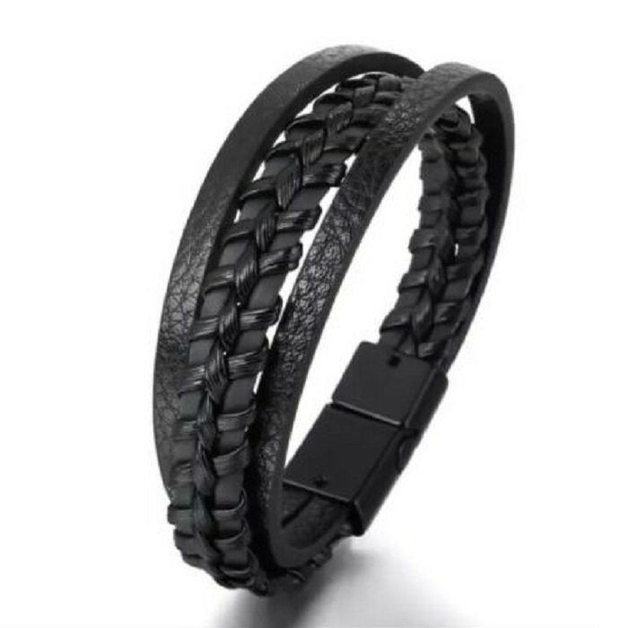 fashion Handmade Bracelet Braided leather wristband Clasp unisex Bracelet